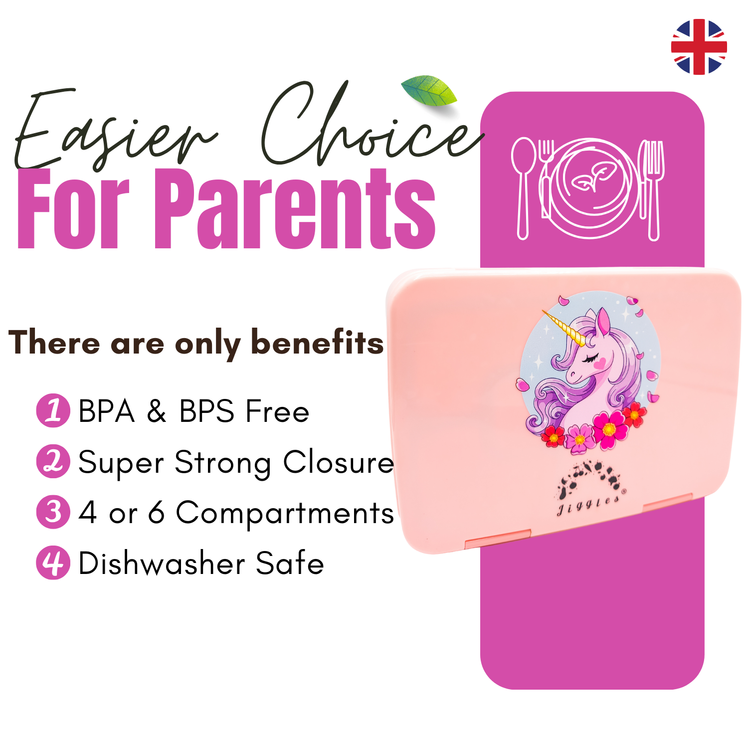 Pink Girl's Bento Lunch Box w/ Unicorn